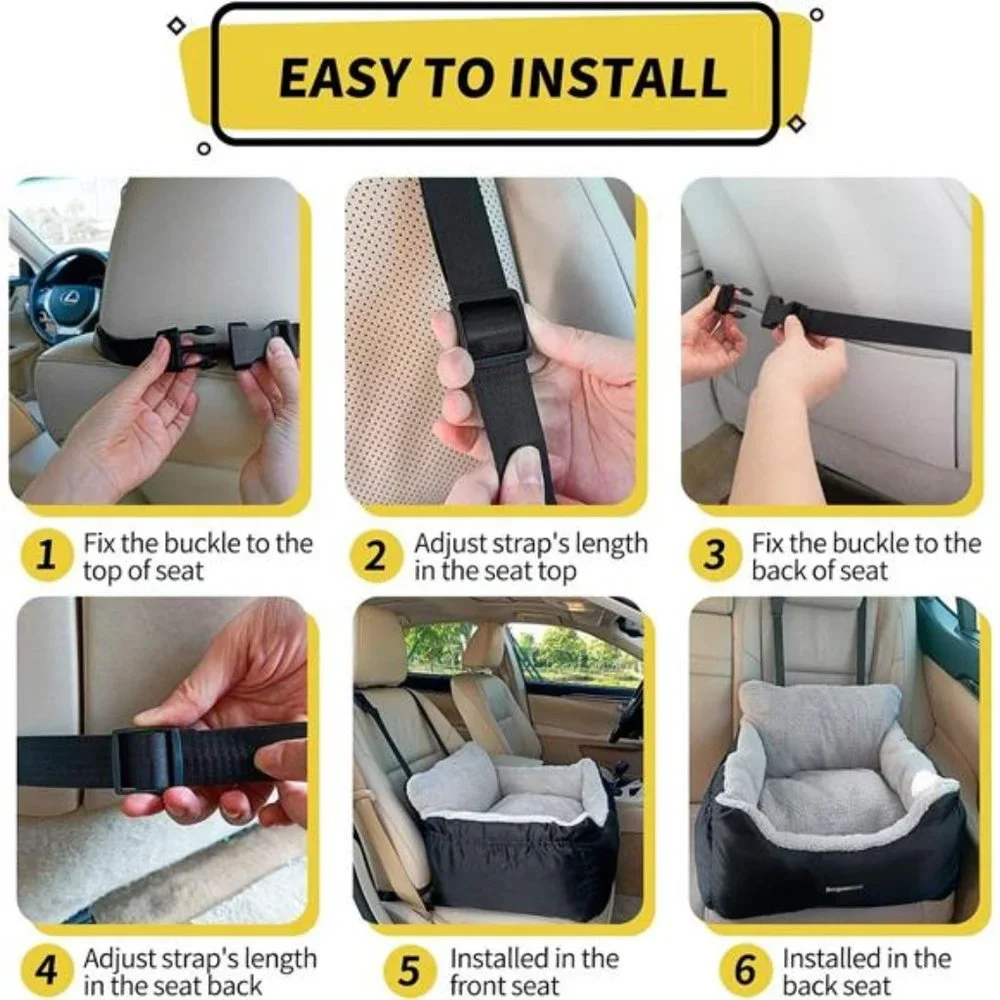 Dog Car Seat for Small Dogs, Fully Detachable and Washable Dog Carseats Small